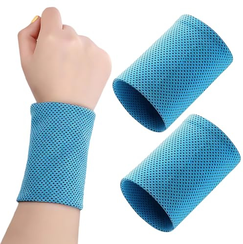 Juguta 2stk Kühlendes Armband,Handgelenkschutz Aus Eisseide,Handgelenk-Schweissbänder Für Camping,Eisseiden-Schweissarmband,Einfache Reinigun Sweatband,Für Basketball