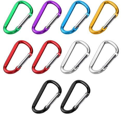Henyall 10 Pcs Aluminum Carabiner Clips, Heavy Duty Pram Clips & Hooks for Bags, Multi-Purpose Clasps for Attaching Equipment to Backpack, Toys, Stationery & Crafts