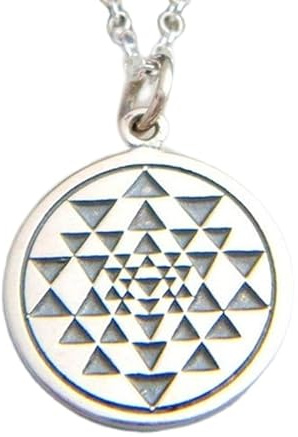 Halskette mit Sri Yantra-Anhänger aus 925er Sterlingsilber, Zen-Yoga-Yogi-Schmuck, Anhänger „Sri Lalita“ für spirituelle Reise, geometrisches Charm-Geschenk, Einheit des Kosmos, mit 45,7 cm langer