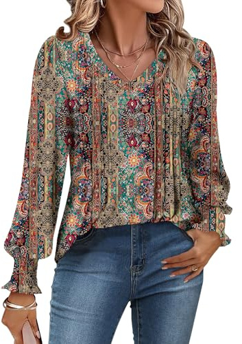 CHICZONE Womens Tunic Tops V Neck T-Shirt Pleated Blouse S-3XL