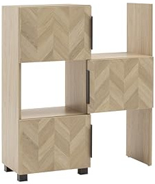 Schildmeyer Schieberegal Piazza 160382, Eiche hell Dekor/Fischgräten Dekor, 47-78 x 34,7 x 101,6 cm