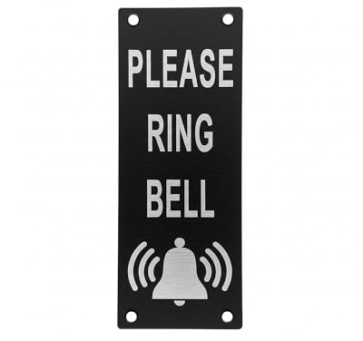 1PC Please Ring The Bell Door Sign - Metal Doorbell Notice Plate - Self-Adhesive Wall Plaque with Pre-Drilled Holes - Ring Bell Instruction Sign for Office Shop Home Door Wall