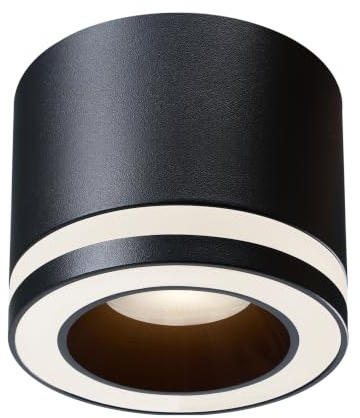 mega lumen Deckenspots Schwarz, LED Aufbauspot Dimmbar Deckenstrahler | LED Spots 230V Blendfrei, Aufbaustrahler, LED-Modul 5W 550lm CRI90+, 3000K/4000K/6500K, für Küche Flur Wohnzimmer, Ø70x60mm