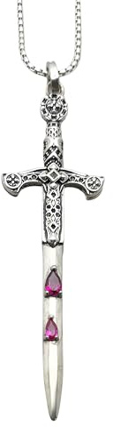Silver 925 European Sword Necklace for Women, Exquisite Bloody Crystal Pendant - Dagger Men, Master Halloween