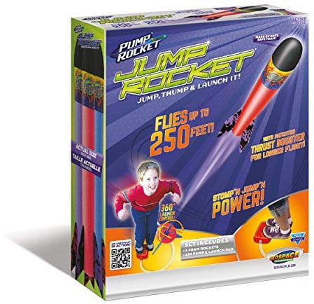 Geospace Original Jump Rocket Set with Launcher and 3 Foam Rockets for Outdoor Backyard or Beach Play - Great for Young Kids & Soars up to 250 feet (Original Jump Rocket Set for Boys & Girls)