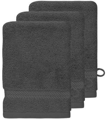 Sensei Maison - Lot de 3 Gants de Toilette 550 g/m² Luxury - 16x22 cm - Anthracite