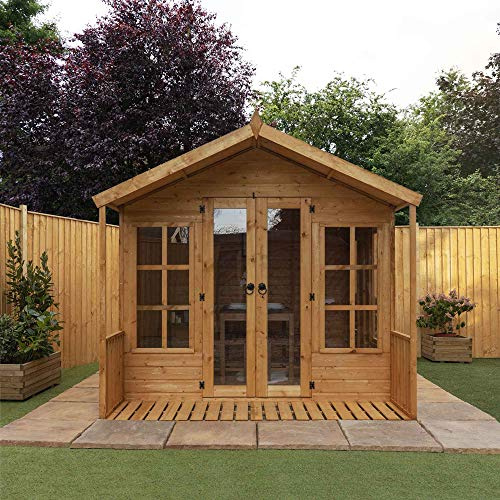 12.5ft W x 8ft D Wooden Summerhouse/Log Cabin Shed