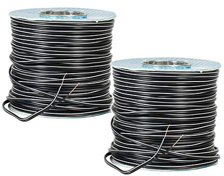Skytronic Speaker Cable Bundle - 2-Core Figure 8 Stranded Wire, Black Sheath, Polarity Indicator, Flexible Audio Installation Cable, Twin Pack 100m Reels for PA & Hi-Fi Systems (200m Total)