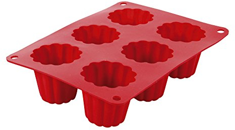 Crealys 513012 Moule à Cannelés Silicone Rouge
