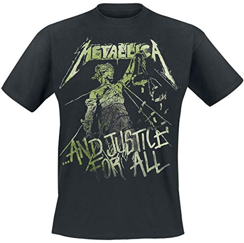 Metallica Men's Justice Vintage_Men_BL_TS: M Regular Fit Crew Neck Short Sleeve T - Shirt, Black (Black Black), Medium (Manufacturer Size:Medium)
