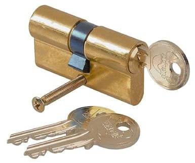 Vachette Cylindre de Serrure Mécanique FIRST pour Porte - Double Entrée 30x80mm - Mécanisme 5 Goupilles Sécurisé - 3 Clés - Installation Facile - Garantie 2 Ans - Finition Laiton