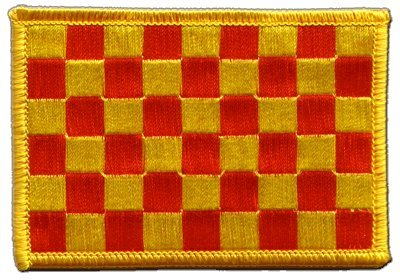Flaggenfritze Flaggen Aufnäher Karo Rot-Gelb Fahne Patch + gratis Aufkleber