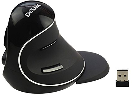 Mouse ergonomico verticale senza fili - Aiuta a ridurre lo stress ripetitivo Delux M618-PLUS-GX-SS-FIL Nero