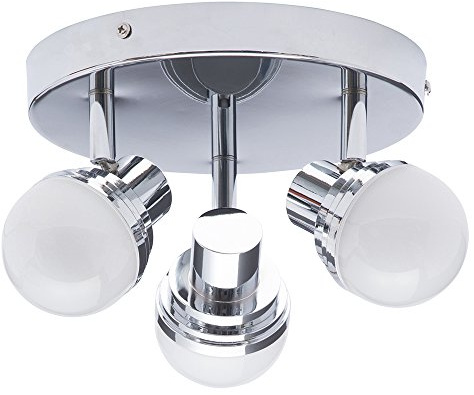 LITECRAFT Skipton Spotlight Plate Bathroom IP44 3 Arm Integrated LED - Polished Chrome