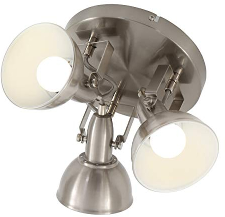 BRILONER - Deckenleuchte, Deckenlampe 3 dreh-und schwenkbaren Spots im Retro/Vintage Design, D: 21 cm, Metall, E14, Satin-weiß, 21 x 15.6 cm