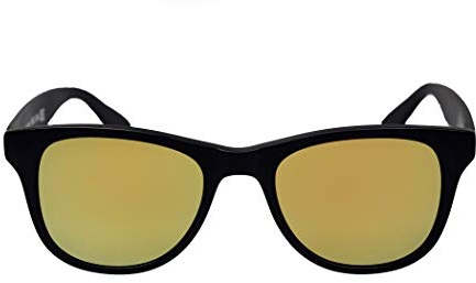 amoloma Sonnenbrille mit matt Gold verspiegelten Sonnenbrillengläser und schwarz mattem Acetate Rahmen für Herren und Damen