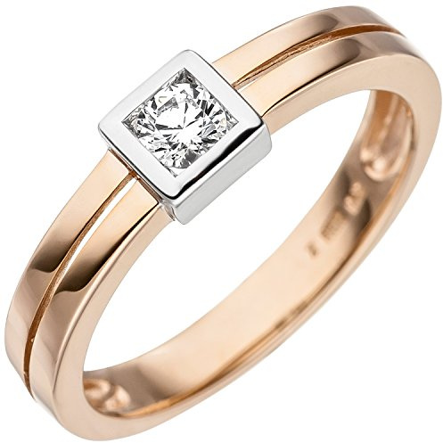 Jobo Damen-Ring aus 9 Karat 375 Rosegold Bicolor mit Zirkonia
