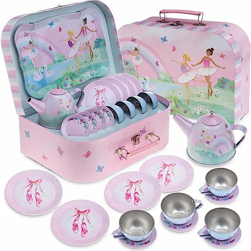 Jewelkeeper - Juego de té y Estuche para niños de 15 Piezas - Diseño de Bailarina