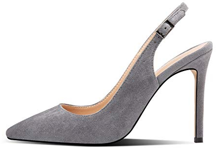 Mettesally Damen Slingback Pumps,Spitze Pumps Hochzeit Schuhe Grau EU39
