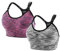 2 Stücke Sport BH Damen Push Up Sport Bustier Ohne Bügel Starker Halt Gepolstert Verstellbare Träger Sports Bra für Yoga Running Fitness BHS (Schwarz Violett, XL)