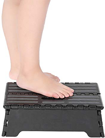 FTVOGUE Taburete plegable con escalón plegable de plástico para entrar en el coche, en una bañera o en una puerta, hasta 300 libras, 38 x 21,5 x 13 cm, negro