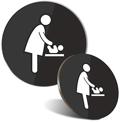 Mouse Mat & Coaster Set - Baby Changing Sign Office Cafe 20 cm & 9 cm for Computer & Laptop, Office, Non-slip Base #7840