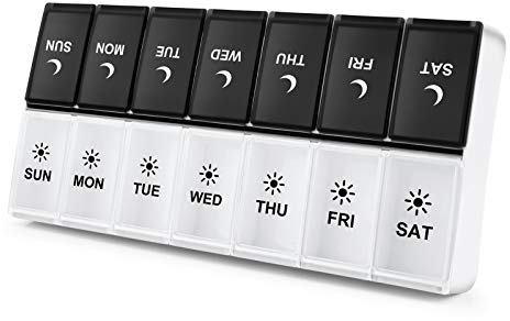 DANYING Large Pill Organizer 2 Times a Day, Weekly Box Per AM PM Case, Day Night Container 7 Vitamin Case Twice