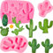 3 Stück Kaktus Silikon Fondant Formen Kakteen Hawaii Kuchen Formen Set für Zucker Schokolade Candy Gummi Paste Cupcake Kuchen Dekoration Supplies