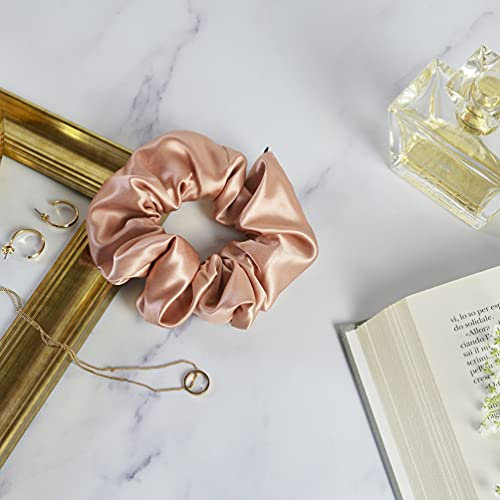 OFFTOPIC® Scrunchies Per Capelli Seta Pura | STOP a Capelli Spezzati e Segni sui Capelli | Elastico in Seta Capelli Accessorio Elegante | Certificato Oeko-Tex| Lavabile in lavatrice | Rose Gold