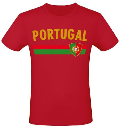 EM Fan Shirt Deutschland Europameisterschaft 100% Baumwolle T-Shirt Rundhals Fanartikel Alle Größen Herren Damen Fan-Shirt, Größe wählen:L, Land wählen:Portugal