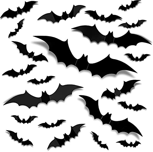 Halloween-Fledermaus-Dekorationen, 3D-Fledermaus-Wandaufkleber, Halloween-Party-Dekorationen, 56 Stück/4 Größen, Fledermausangriff, Aufkleber, Halloween-Dekoration, Fensterdekoration