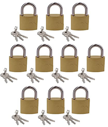 Lot de 10 cadenas de sécurité en fer avec revêtement en laiton 38 mm