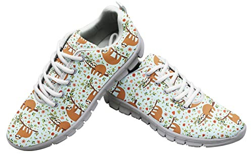 Dolyues Niedliche Tropische Tier Faultier gedruckte Damen Laufschuhe Bequeme Schuhe für die Arbeit Damen Joggen Fitness 44 EU