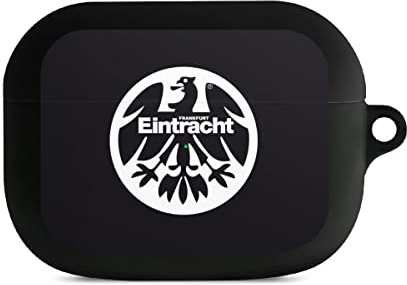 Hülle mit Karabiner kompatibel mit Apple AirPods Pro 1. Generation Case schwarz Schutzhülle mit Schlüsselanhänger Adler Eintracht Frankfurt Logo