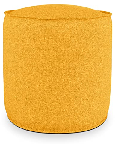 Deshome - Sitzhocker Sitzpouf Pouf rund Ø 50 cm mit abnehmbarem Polster für Innen- und Außenbereich: Sitzpouf Design für Sofa, Wohnzimmer, Schlafzimmer, Sitzhocker, Light Pouf Sonniges Gelb