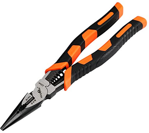 VANJOIN Needle Nose Pliers, 9 inch Combination Pliers Long Needle Nose Pliers with Wire Stripper Crimper Cutter Wrench Function, Professional Needle Nose Pliers Electrician Tool
