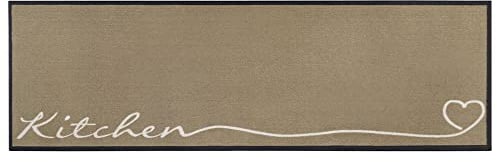 Hanse Home Zala Living Cook & Clean Läufer – rutschfest Teppichläufer Flachgewebe Kurzflor Teppich Küchenteppich Waschbar Küchenläufer Kitchen für Flur, Küche, Wohnzimmer – Braun, 50x150cm