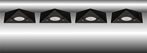 Trango 4er Set 6740-45 Küchen-Unterbauleuchte in Matt-Schwarz *COOK* Einbauleuchte - Einbaustrahler inkl. 4x 4,8 Watt LED Modul 3000K warmweiß Dreieckleuchte – Küchen-Schrankleuchte 230V erweiterbar