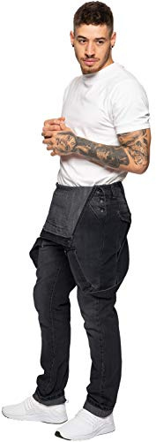 989Zé ENZO Mens Denim Jeans EZD390 Designer Cotton Dungarees Overalls Heavy Duty Waist Sizes 30-50 BLK 32 R
