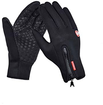 Premiume Warme Winddichte wasserdichte Touchscreen Handschuhe Unisex Winter Fahrrad Touchscreen Handschuhe, Warme Thermo Winddicht Radsporthandschuhe, Winterhandschuhe Sporthandschuhe (Schwarz, XL)