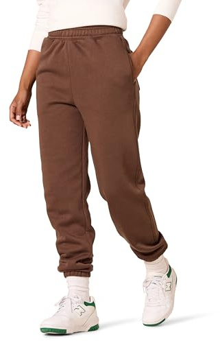 Amazon Essentials Pantaloni da Jogging a Vita Alta vestibilità Comoda (Disponibili in Taglie Forti) Donna, Marrone Intenso, S