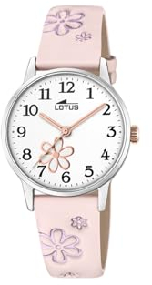 LOTUS Montre pour Enfants 18863/2 Junior Collection Boîtier en Acier Inoxydable Gris Bracelet en Cuir Rose
