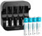 czvv Piles Rechargeables AAA 1,5 V - Lot de 4 Piles Rechargeables avec Chargeur Ultra Rapide 2H, Durable et Haute Capacité avec 1100 mWh, Cycles 1300 Fois, Sortie Constante(Noir)
