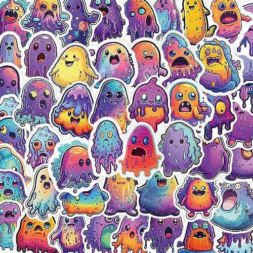 50 Stück Gespenst Aufkleber Auto Laptop Telefon Gitarre Skateboard Motorrad Fahrrad Ghosts Stickers Set Vinyl Wasserdicht Aesthetic Aufkleber für Jugendliche Kinder Erwachsene