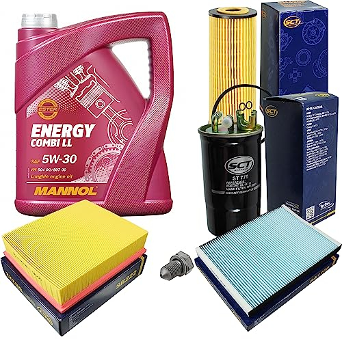 Inspektionspaket Wartungspaket Filterset mit 5 L Motoröl Energy Combi LL 5W-30, Ölfilter, Luftfilter, Kraftstofffilter, Innenraumfilter, Verschlussschraube