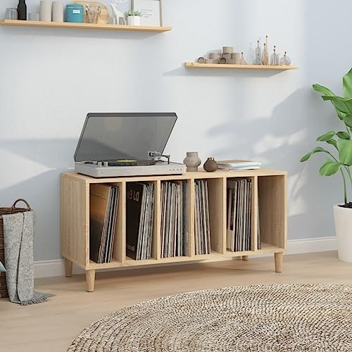 Tidyard Regal Schallplatten Standregal Bücherregal Plattenschrank Schallplattenschrank Beistellschrank TV-Schrank Sideboard Kommode Aufbewahrungsschrank Schrank Sonoma-Eiche 100x38x48 cm Holzwerkstoff
