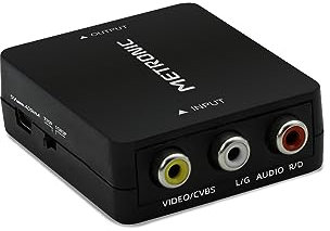 Metronic Convertisseur Adaptateur RCA vers HDMI Universel Sortie Réglable 720P / 1080P Audio Vidéo Console Xbox 360, PS1, PS2, WII, N64, Gamecube, Snes, NES, PSP, Caméra, Lecteur DVD, VHS, 370276