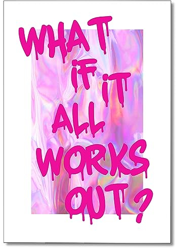 Xianyojafa Funky Preppy Pink Canvas Wall Art, What If It All Works Out Room Aesthetic Poster, Trendy Teen Girls Dorm Room Apartment Picture Print, Positive Affirmation Wall Decor 40,6 x 61 cm