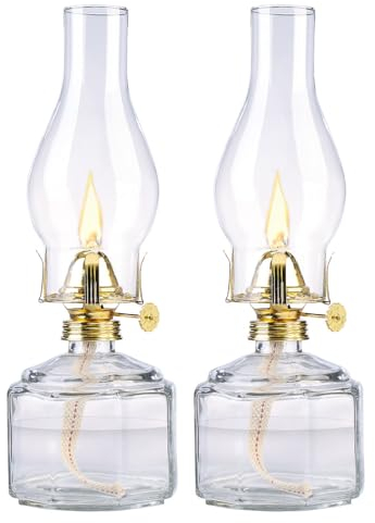 Lunartec Laterne: 2er-Set Petroleum-Sturmlaternen, Abnehmbarer Dochteinsteller, 28 cm (Petroleumlampe mit Glaszylinder, Sturmlaterne mit Glaskolben, Zylinder)