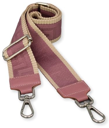 BRISE Taschengurt für Damen & Herren, 5cm Breiter Schultergurt, Verstellbarer 80-130 cm Taschenriemen aus Polyesterstoff und Leder, Stylischer Riemen mit 360 Drehbarer Kopf (Antic - Altrosa)